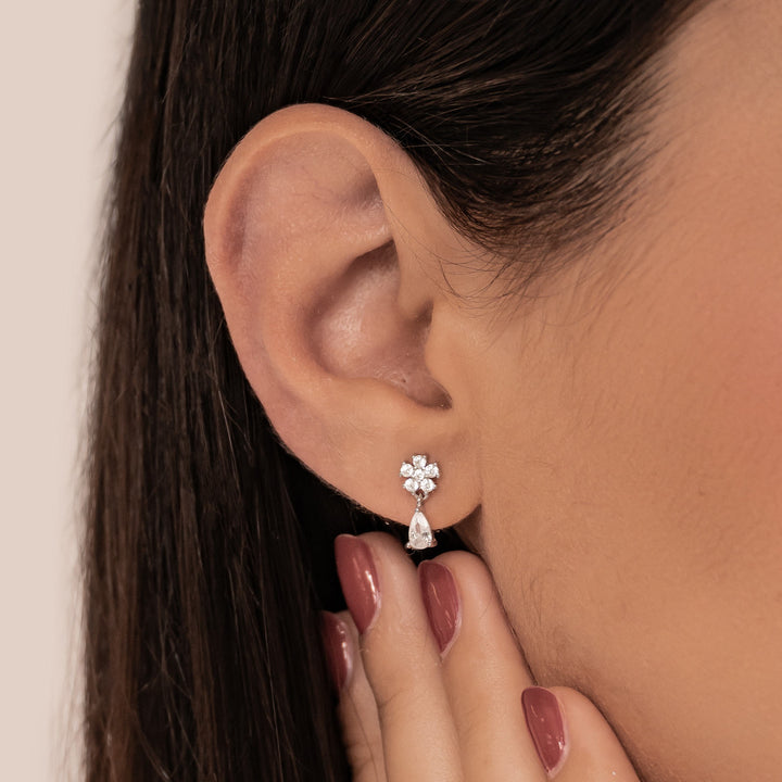 Cascading Blossom Stud Earrings Sterling Silver