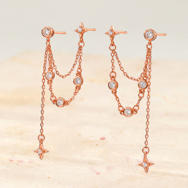 Celestial Star Dangle Earrings Sterling Silver