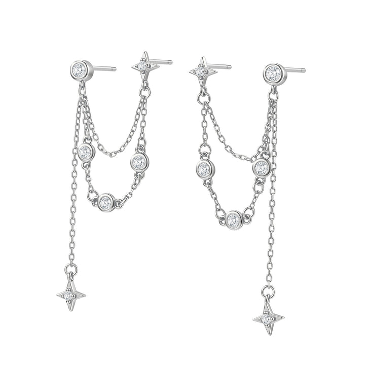 Celestial Star Dangle Earrings Sterling Silver