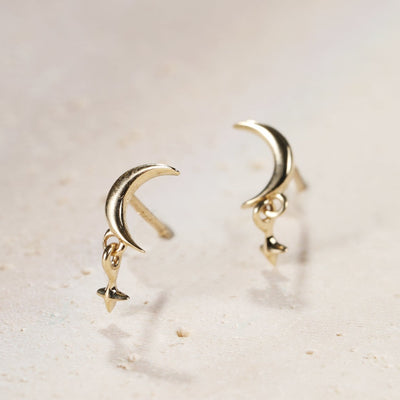 Celestial Stud Earrings 9K Gold