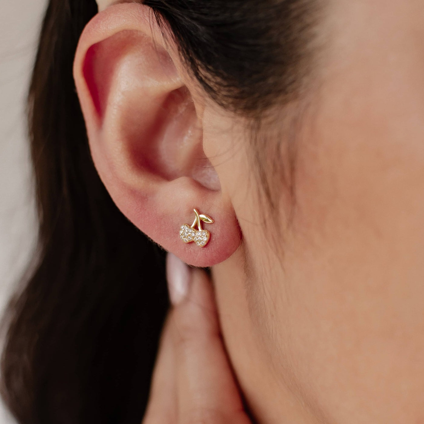 Clous d'Oreille Cerise Sterling Argent