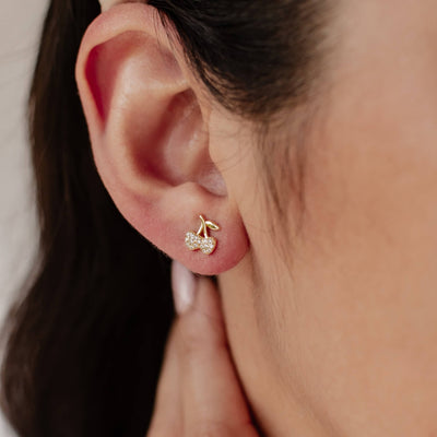 Clous d'Oreille Cerise Sterling Argent