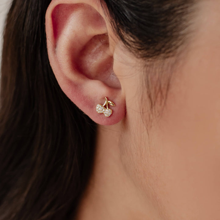 Clous d'Oreille Cerise Argent Sterling