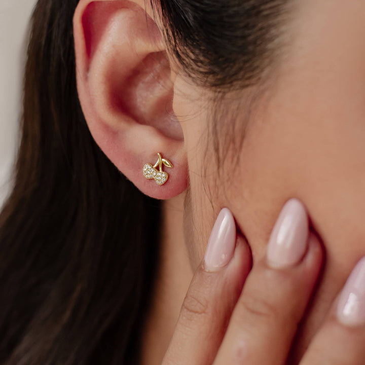 Clous d'Oreille Cerise Argent Sterling