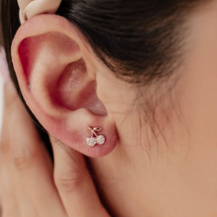 Clous d'Oreille Cerise Argent Sterling