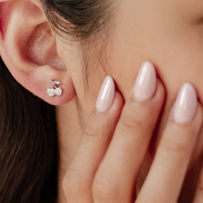 Clous d'Oreille Cerise Sterling Argent