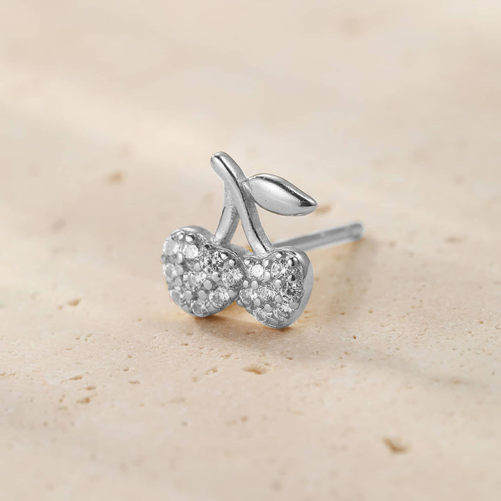 Clous d'Oreille Cerise Argent Sterling
