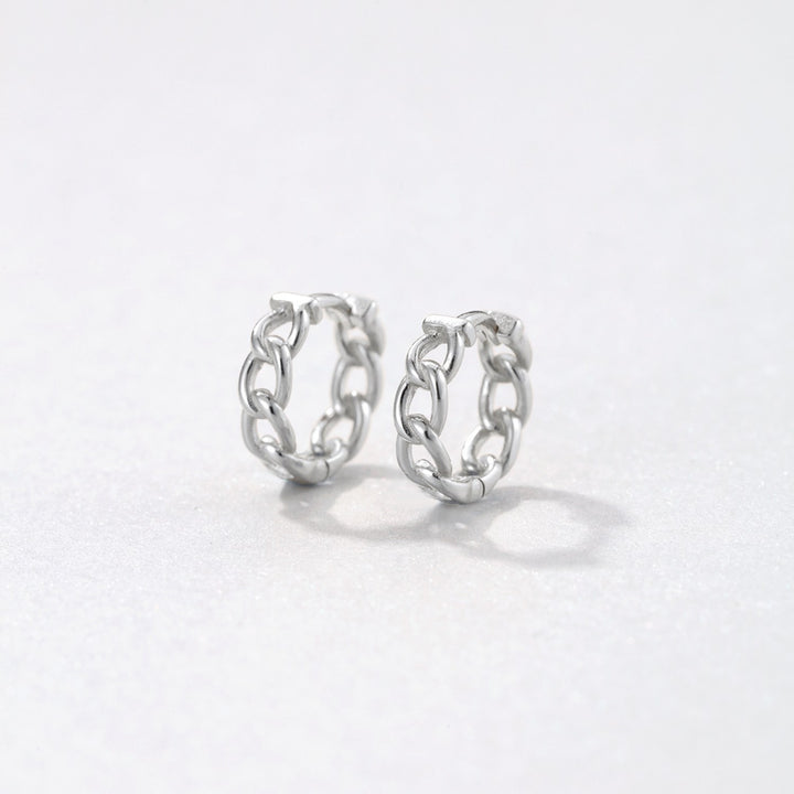 Chunky Chain Huggie Earrings Sterling Silver