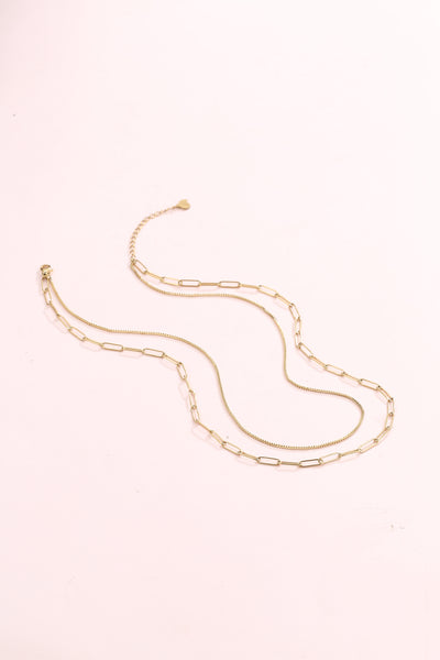 Collar a Capas de Cadena Gruesa en Oro