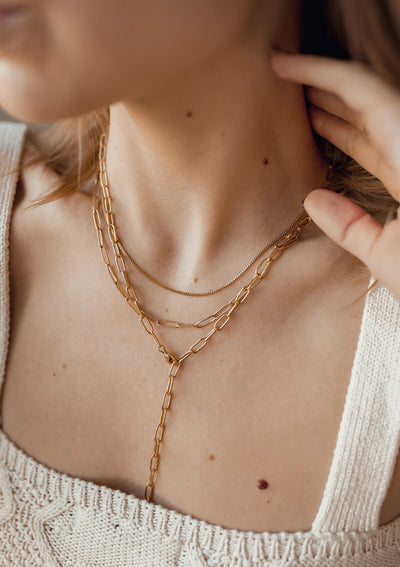 Collar a Capas de Cadena Gruesa en Oro