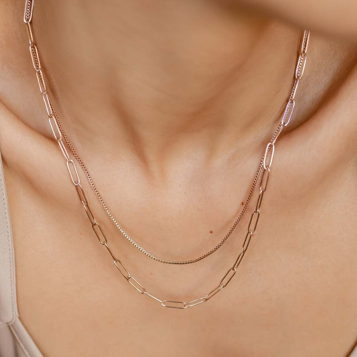 Chunky Chain Layered Necklace Rose Gold