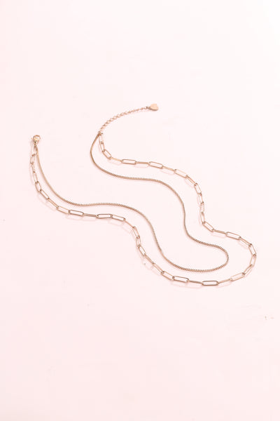 Chunky Chain Layered Necklace Rose Gold