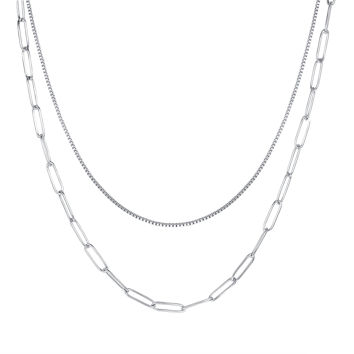 Collier Multi Rangs Grosse Chaîne en Argent
