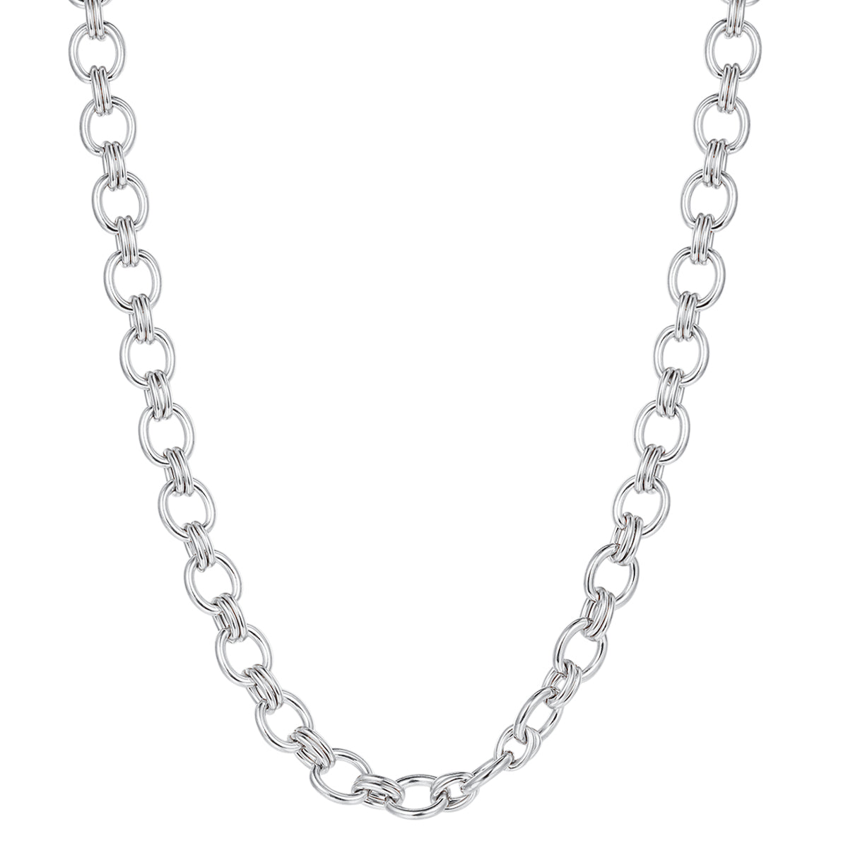 Chunky Double Cable Chain Necklace Silver Hey Happiness
