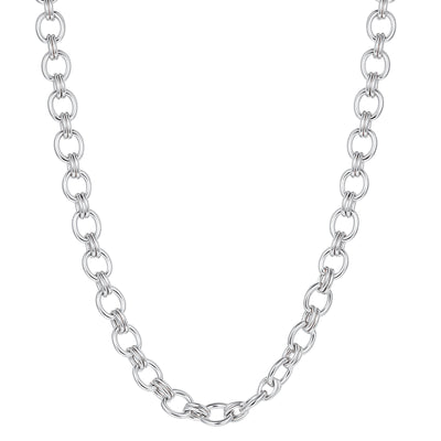 Chunky Double Cable Chain Necklace Silver