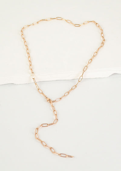 Chunky Chain Y Necklace Rose Gold