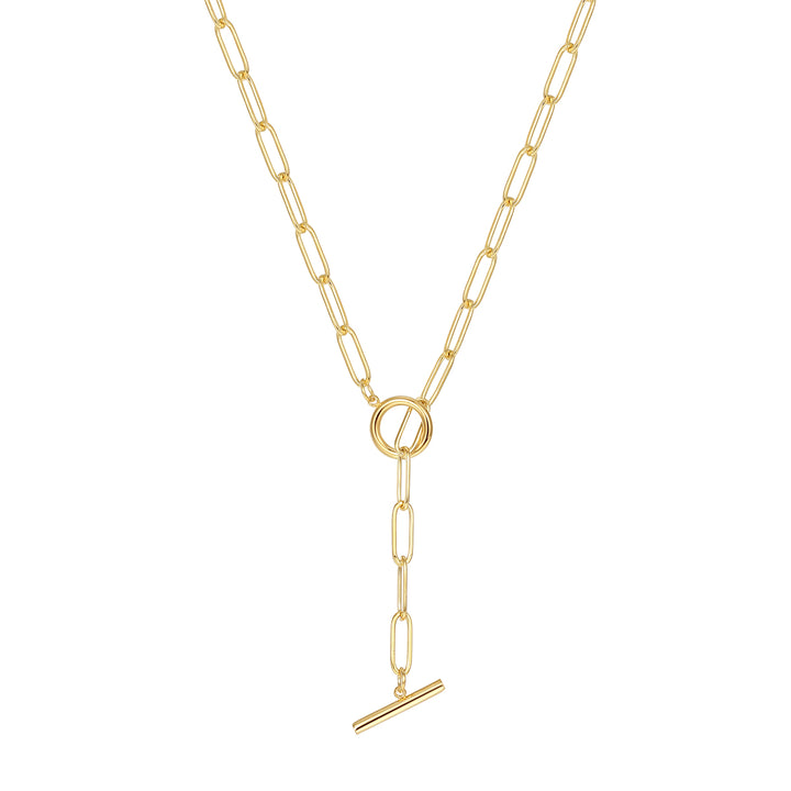 Collar Barra T con Cadena Gruesa en Oro
