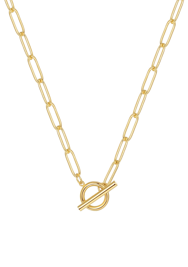 Collar Barra T con Cadena Gruesa en Oro