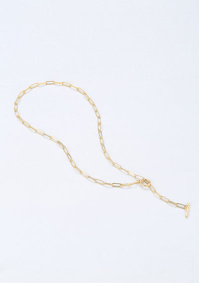 Chunky Chain T-Bar Necklace Gold