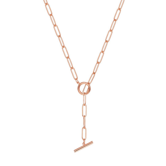 Chunky Chain T-Bar Necklace Rose Gold
