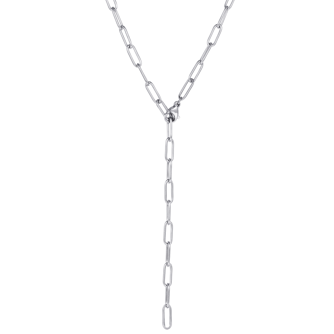 Chunky Chain Y Necklace Silver – Hey Happiness