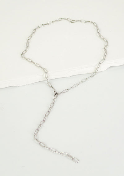 Chunky Chain Y Necklace Silver