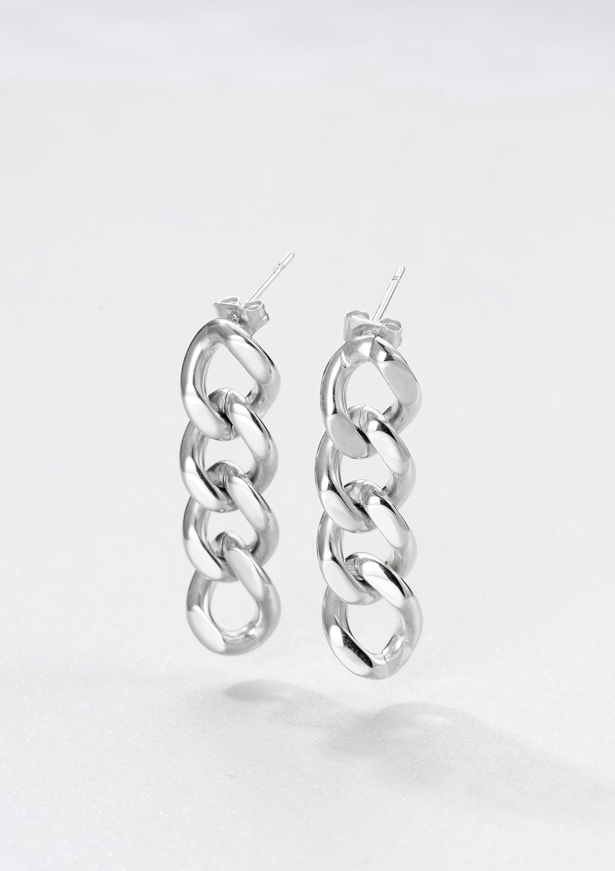 Boucles d'Oreilles Grosse Chaîne Gourmette en Argent