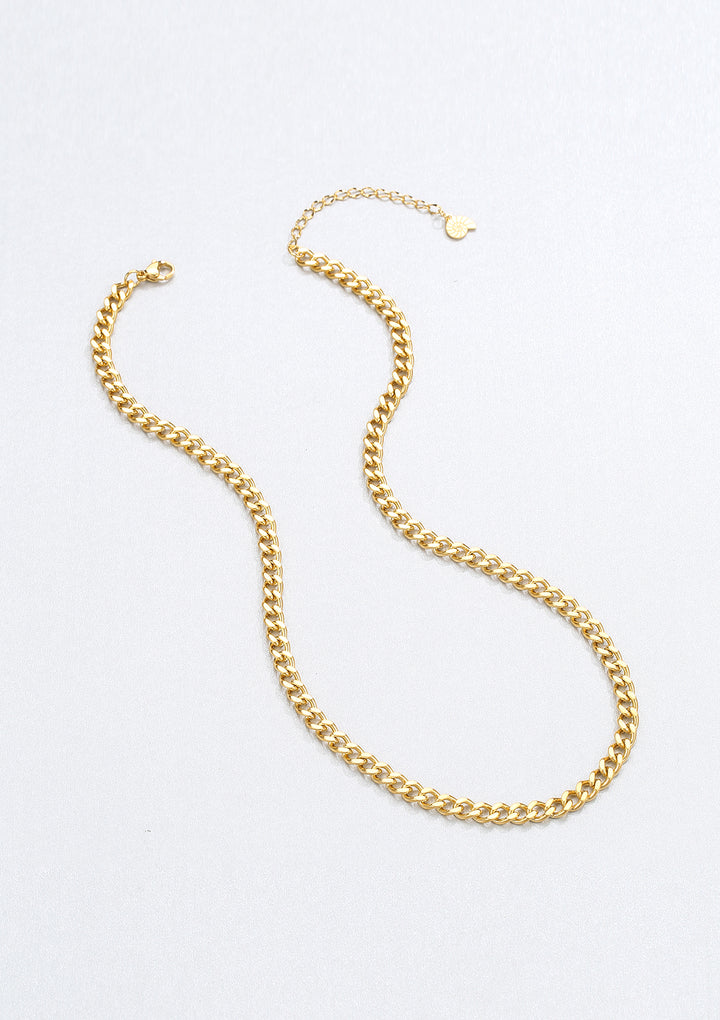 Collar de Cadena Gruesa Tipo Bordillo en Oro
