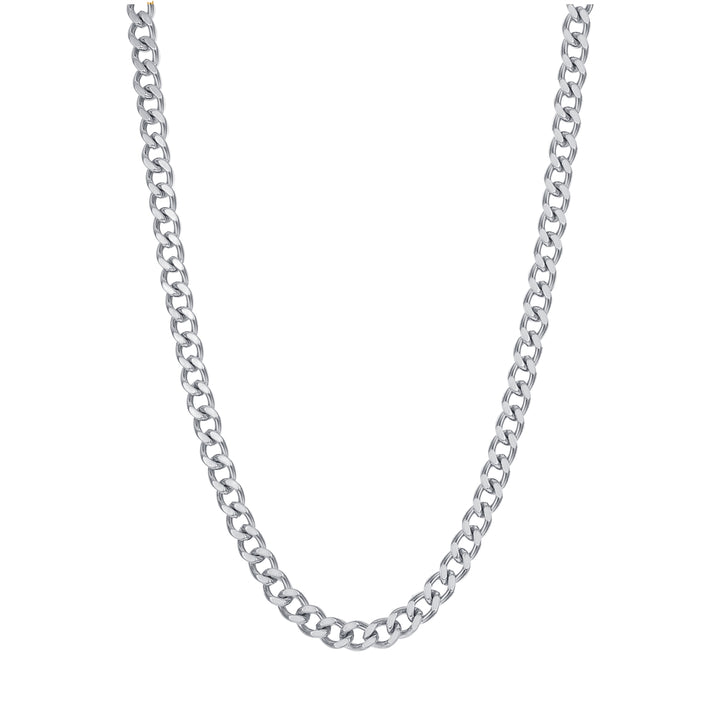 Collar de Cadena Gruesa tipo Bordillo en Plata