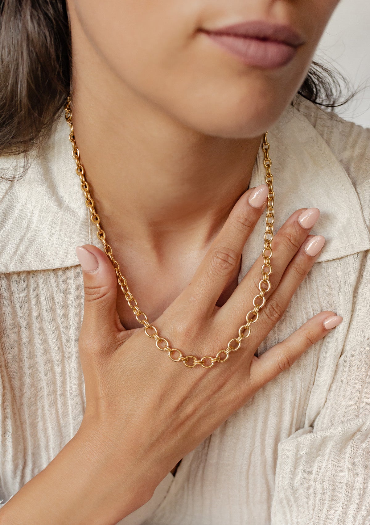 Grosse Double Câble Chaîne Collier en Or