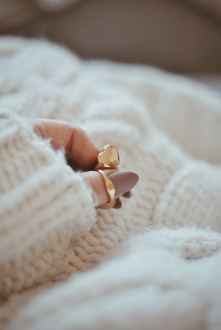 Grosse Bague Cœur en Or
