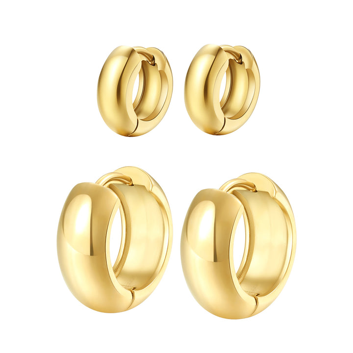 Chunky Hoop Earring Set Stainless Steel - Main Image