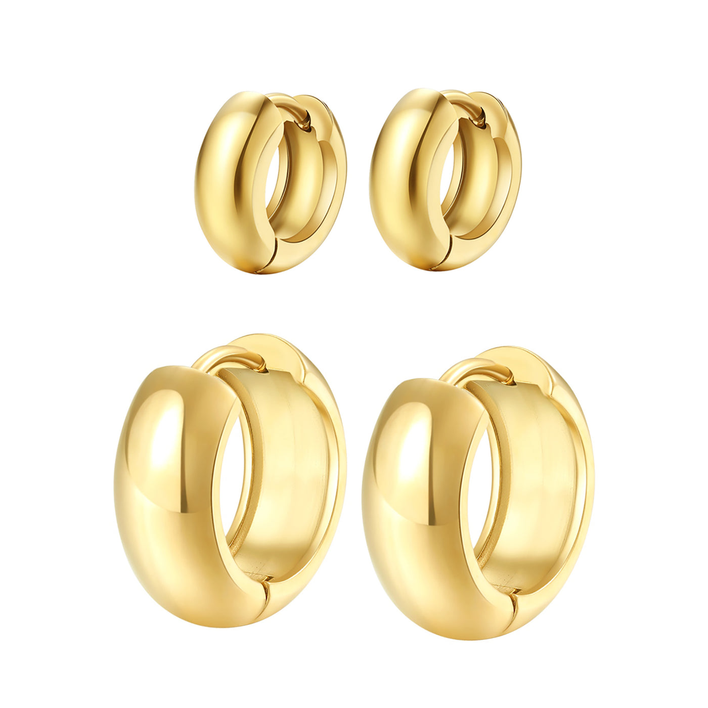 Chunky Creolen Ohrringe Set aus Edelstahl