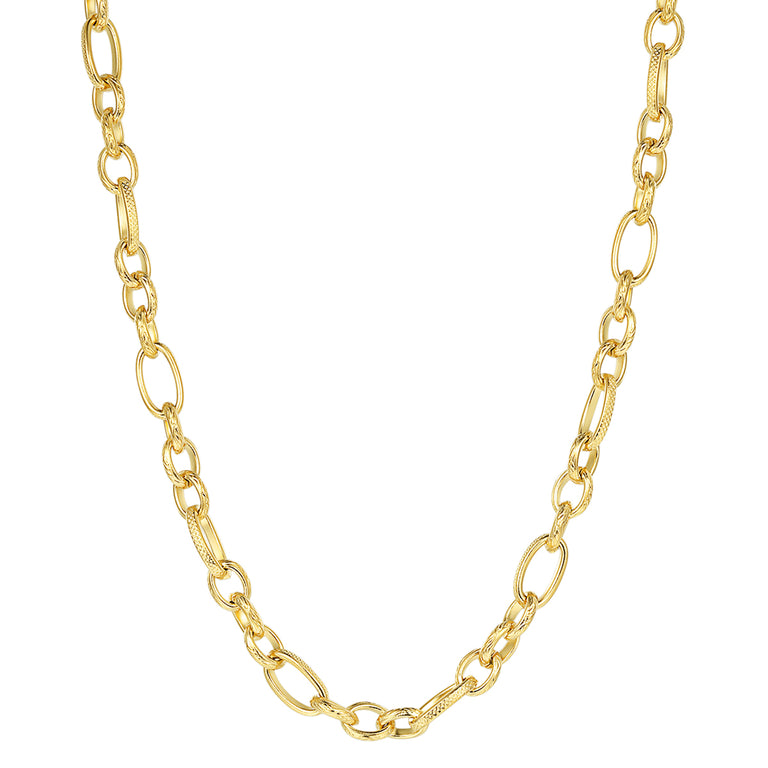 Chunky Oval Figaro Chain Necklace Gold - Main Image