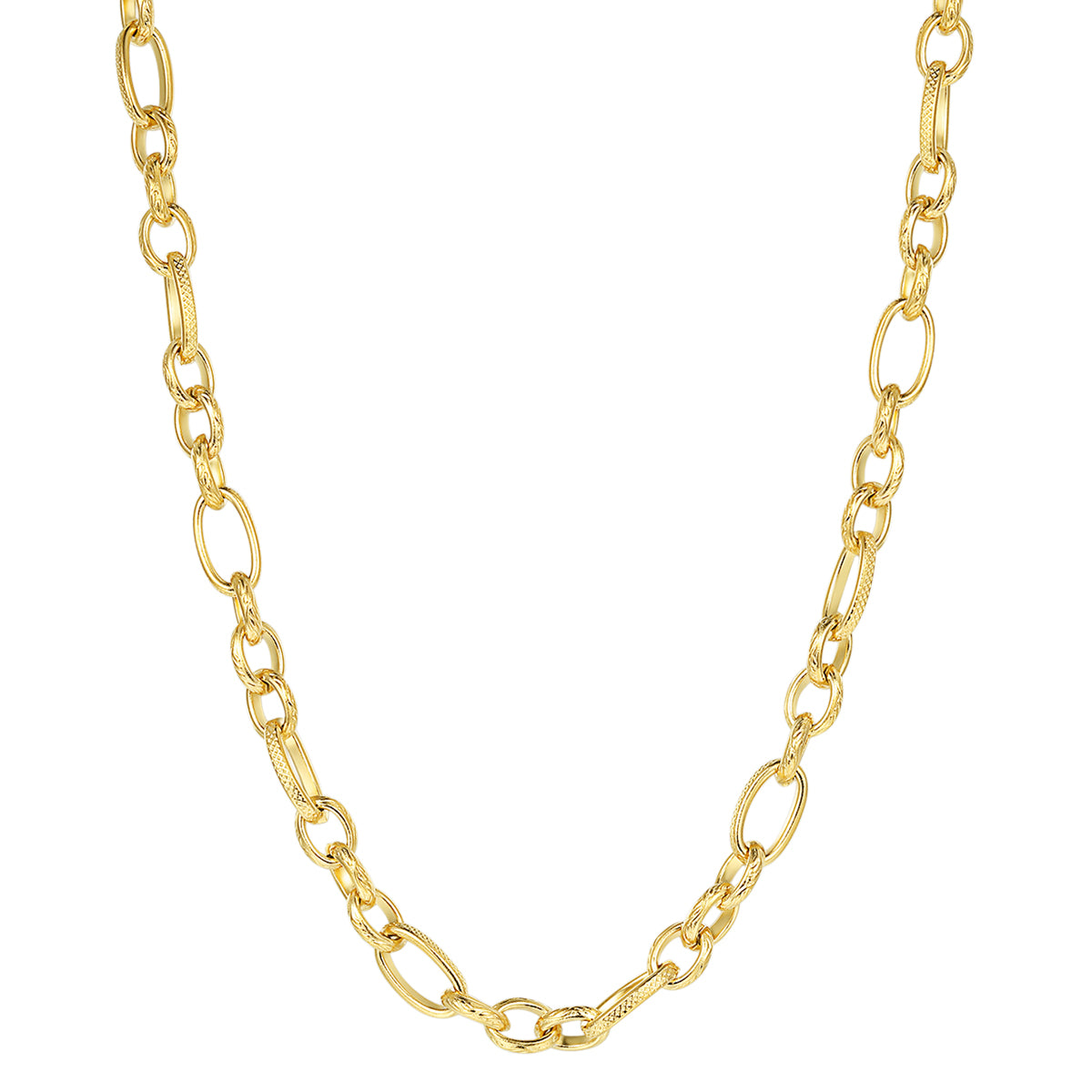 Chunky Oval Figaro Chain Necklace Gold