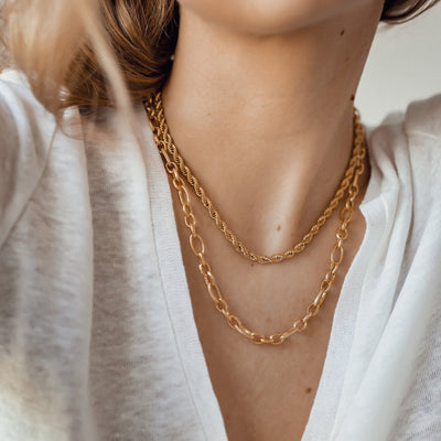 Collier Figaro Chaîne Epaisse Ovale en Or