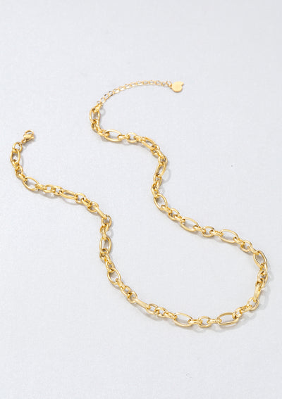 Chunky Oval Figaro Chain Necklace Gold