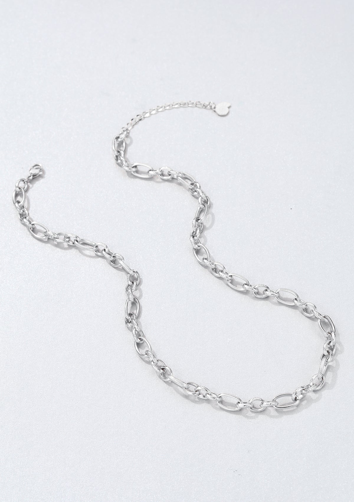 Chunky Oval Figaro Chain Necklace Silver