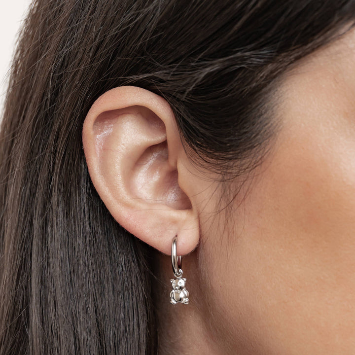 Chunky Teddy Bear Hoop Earrings Waterproof
