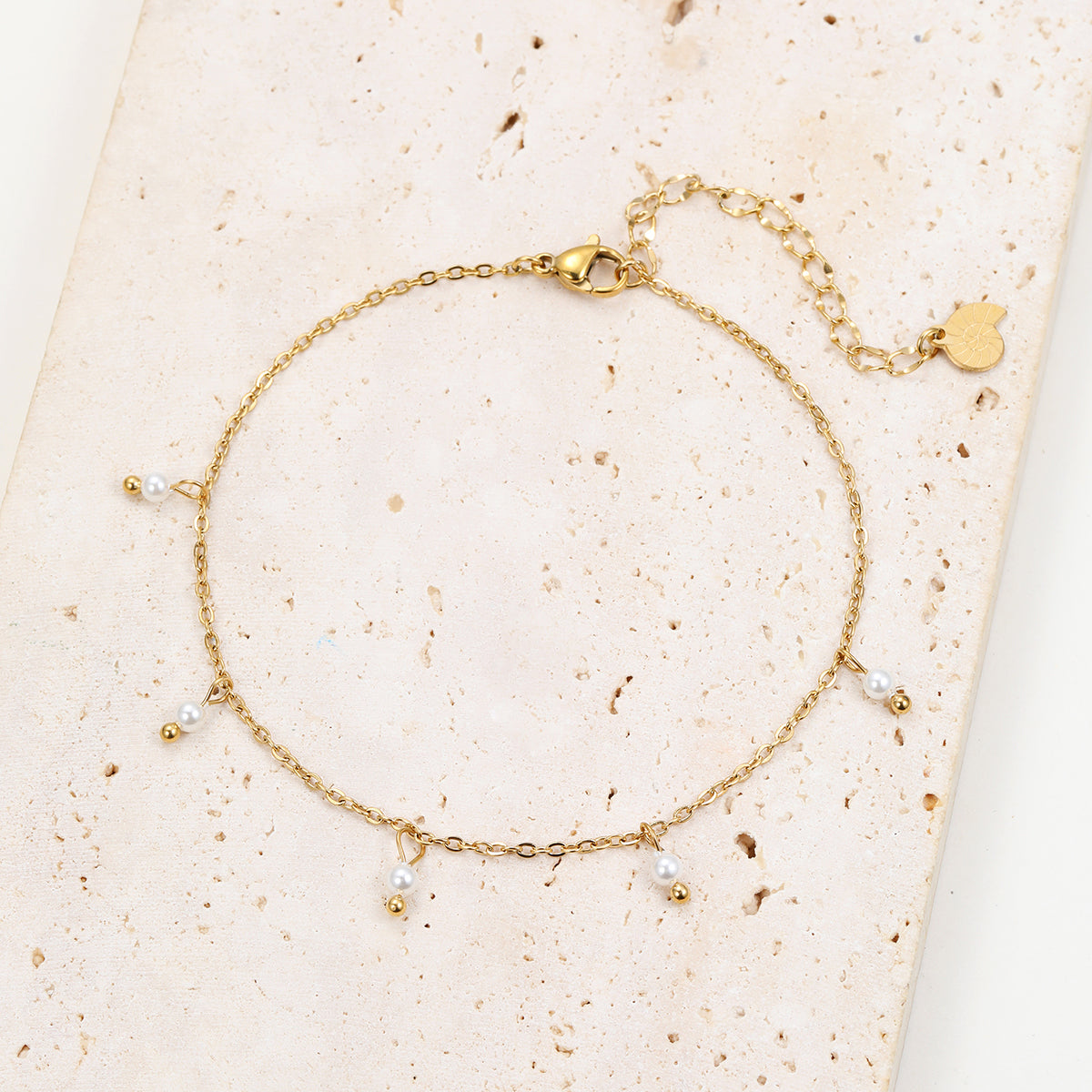 Cinque Pearl Chain Anklet Gold
