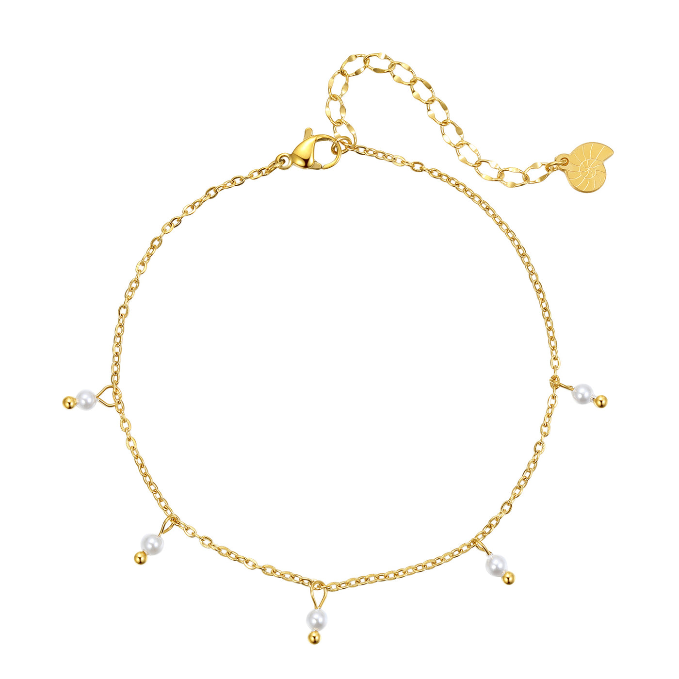 Fußkette Gold mit Perlen Cinque