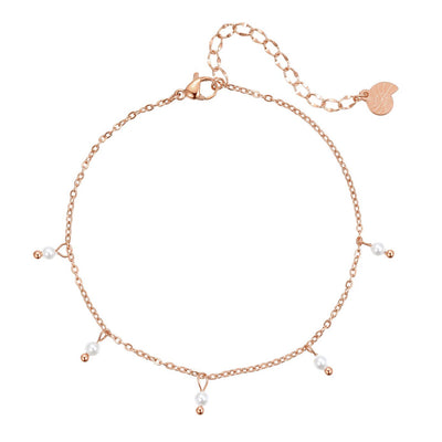 Cinque Pearl Chain Anklet Rose Gold