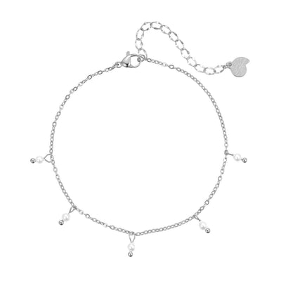 Cinque Pearl Chain Anklet Silver