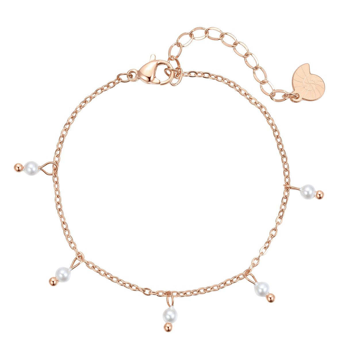 Cinque Pearl Chain Bracelet Rose Gold