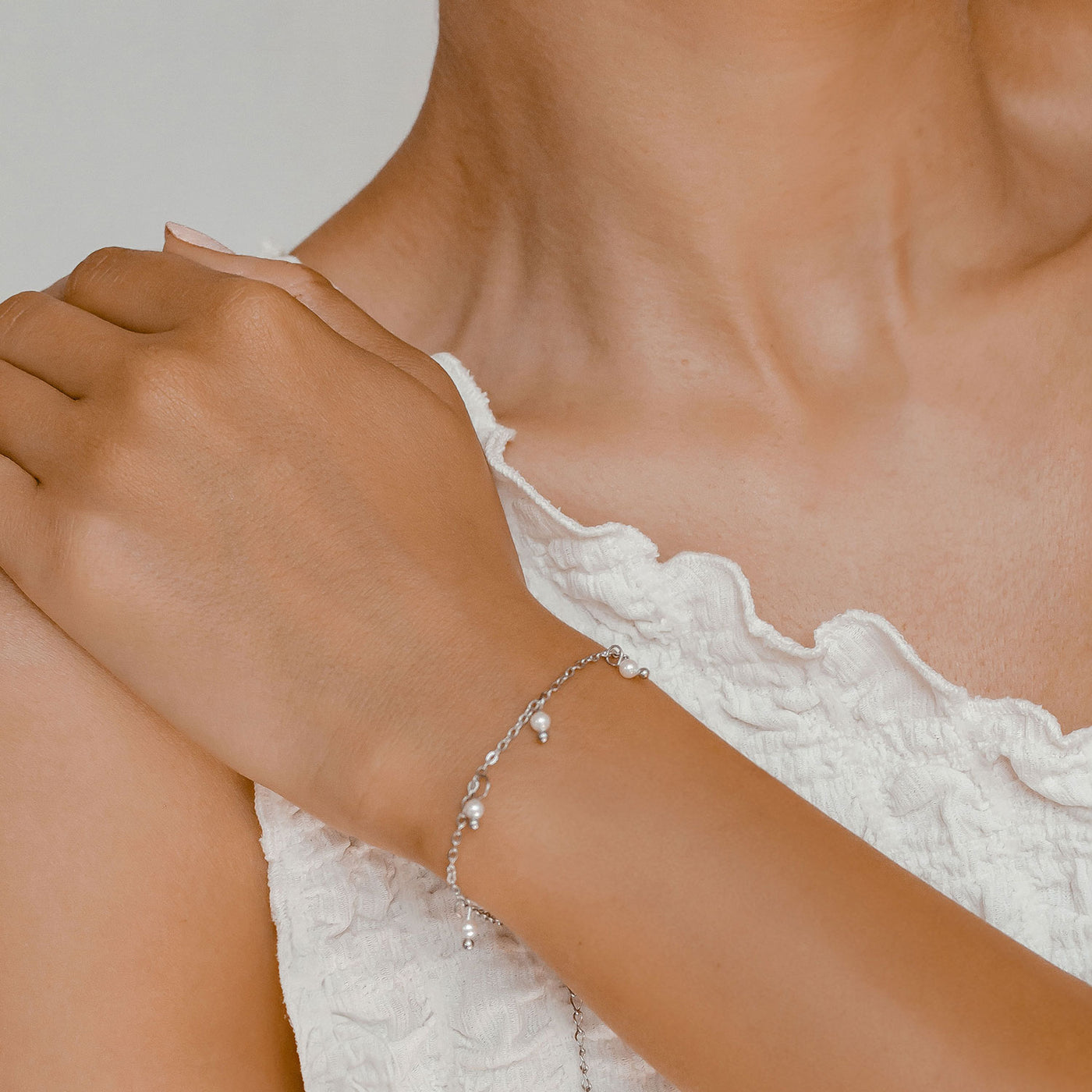 Bracelet Chaîne Perle Cinque en Argent