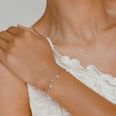 Bracelet Chaîne Perle Cinque en Argent