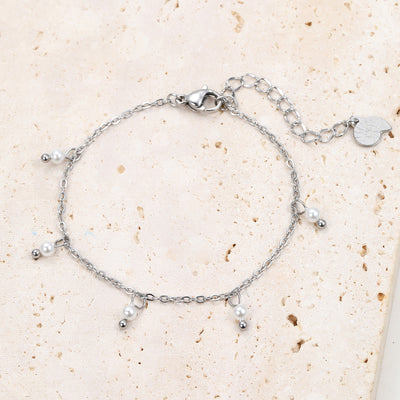 Bracelet Chaîne Perle Cinque en Argent