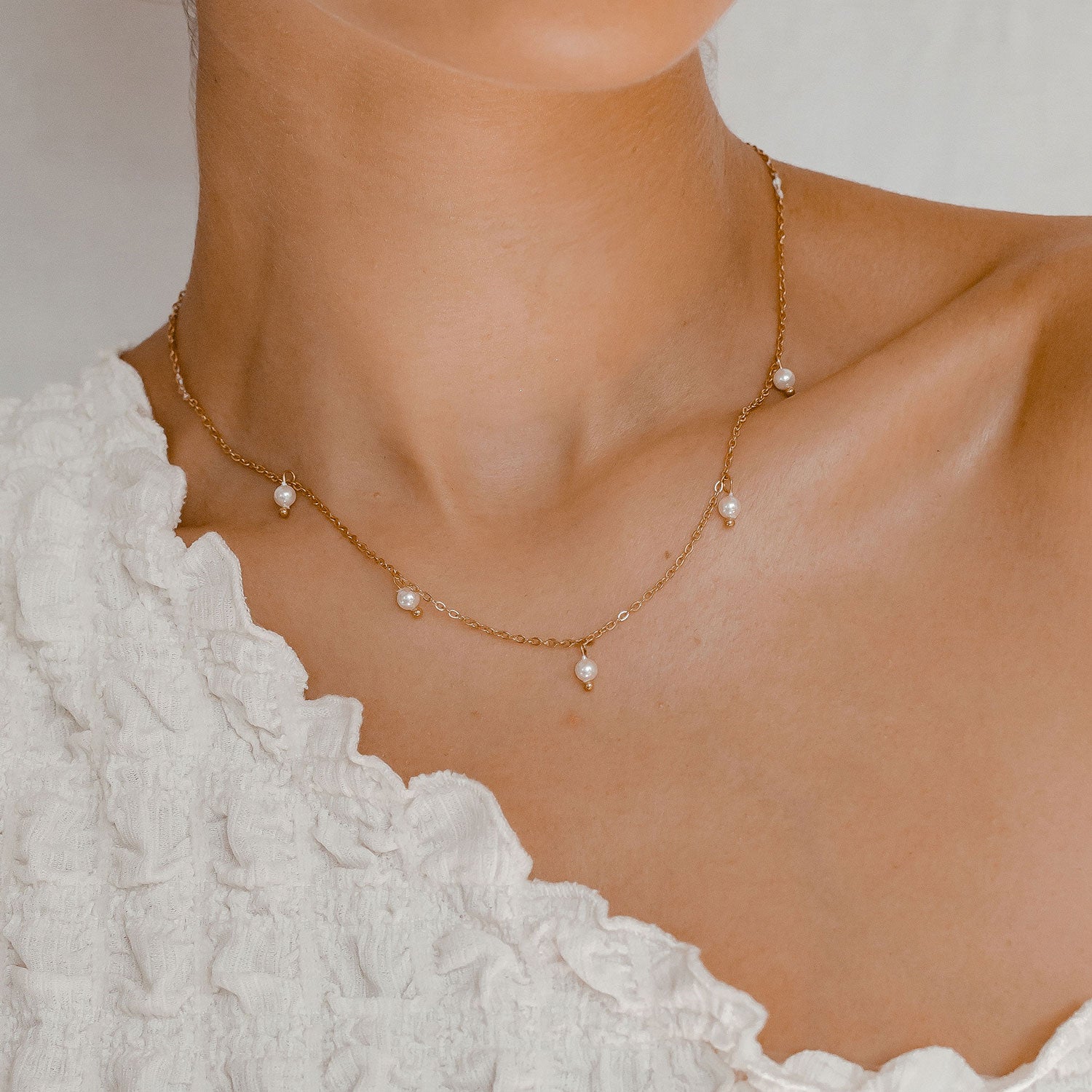 Collar Cadena Perla Cinque en Oro