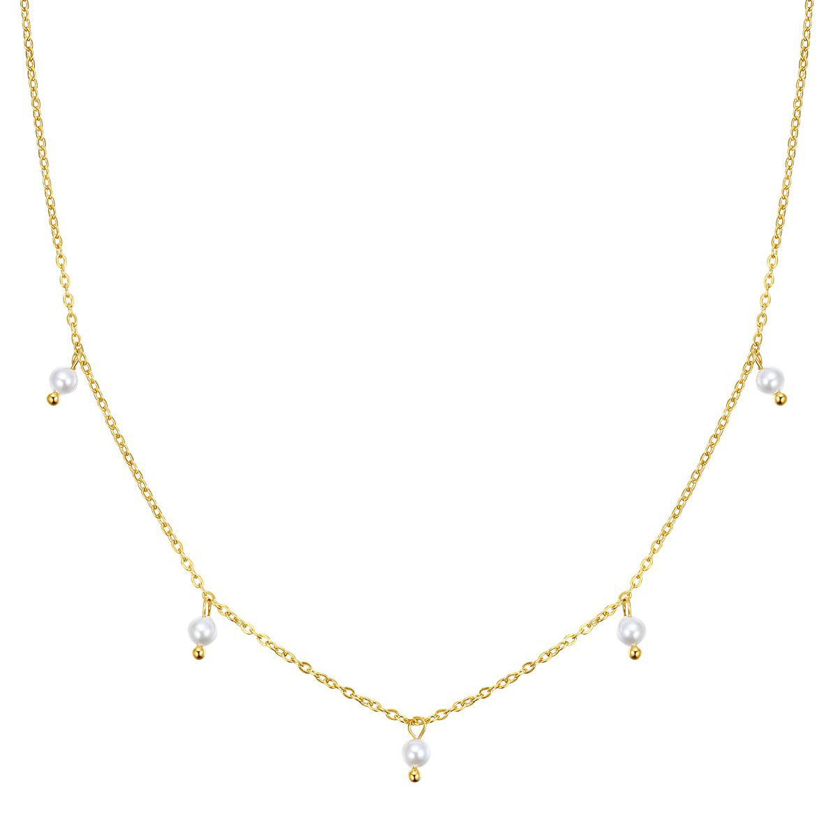 Cinque Pearl Chain Necklace Gold
