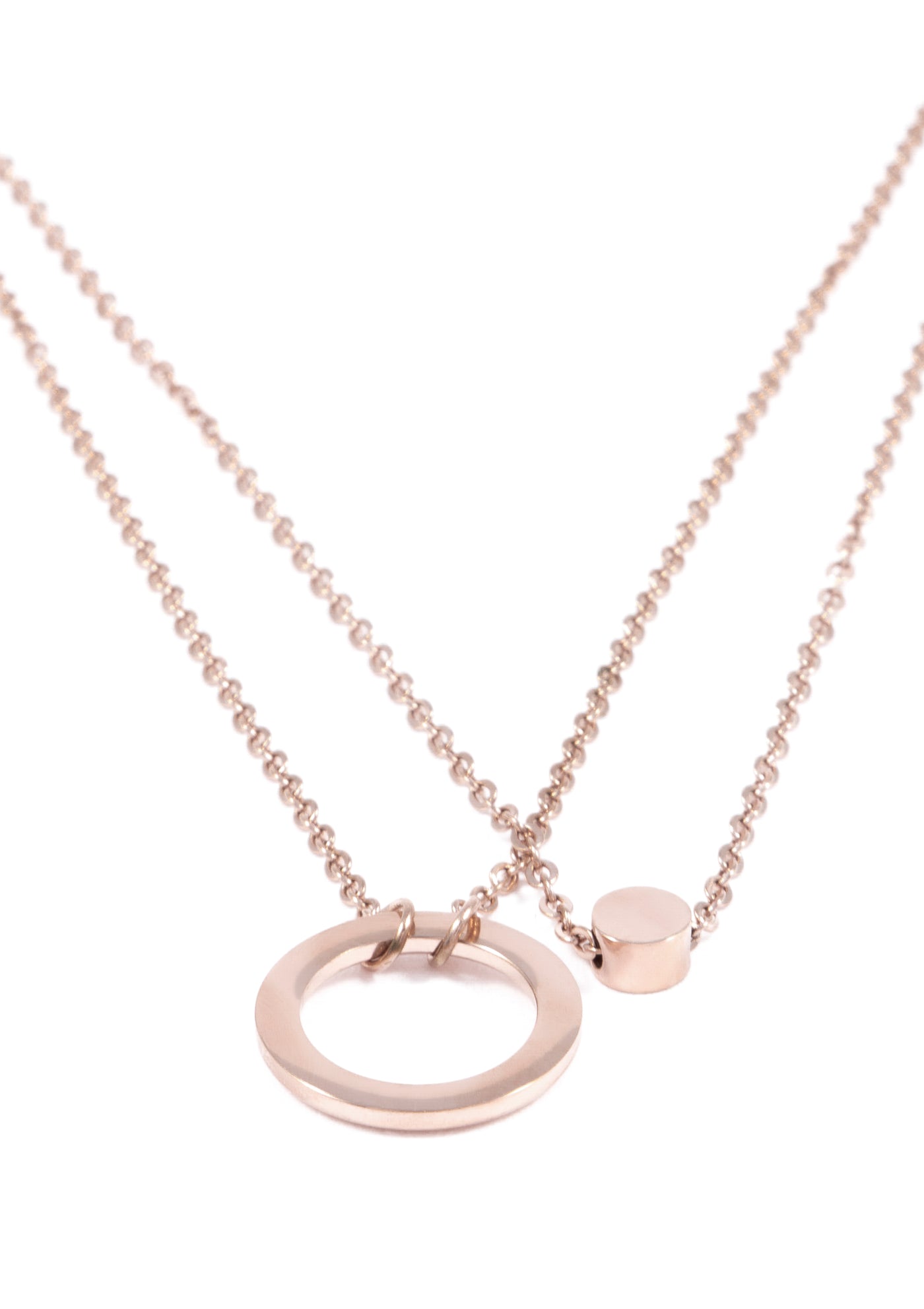 Circle Hoop Layered Pendant Necklace Rose Gold